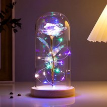 트리플바나나 장미 무드등 홀로그램 LED 유리돔 집들이 어버이날 발렌타인 화이트 로즈데이 생일, 홀로그램레드