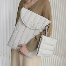 삼성 맥북 LG그램 아이패드 충전기 감성 패딩 폭신한 도톰한 노트북 가방 파우치 세트, 2.크림그레이