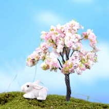 2 pc 플라스틱 미니 시뮬레이션 나무 사쿠라 미니어처 카와이 마이크로 풍경 설정 정원 책상 홈 장식, 라이트 핑크, 협력사