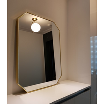 팔각골드 거울 화장대 현관 욕실 벽걸이 거울 팔각 화이트 아이보리 블랙 다크그레이 거울 아치형거울, 직팔각경골드 (사이즈 600X800), 아크릴거울받침