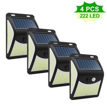 222/468 LED 태양광 조명 야외 장식 방수 정원 가로등 인체 센서 3 모드 햇빛 벽, [03] 4PCS 222 LED