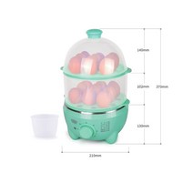 미니 에그 쿠커 달걀 찜기 계란 찌는 기계 스팀기 만두 삶기 스티머 멀티 감자 스팀 다용도 스마트 2단, 민트