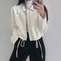 여성 크롭자켓 빅사이즈 봄자켓 항공점퍼 블루종 트위드 노카라 모토 코트 크롭트 스트리트웨어 가죽 재킷 여성용 데일리 BF 루즈한 캐주얼 펑크 올 매치 심플한 빈티지 스타일