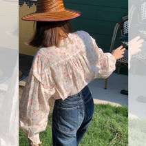 꽃무늬블라우스 여자남방 봄블라우스 플라워 벌룬소매 트렌드 A28