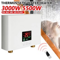 가스온수기 대용량전기온수기 전기온수기상향식 110v220v 순간 온수기 욕실 주방 벽 마운트 전기 온수기 lcd 온도 디스플레이 원격 제어, 220v-5500w-na