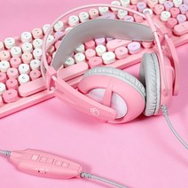 여성 예쁜 핑크 게임헤드셋 음성변조 노이즈캔슬