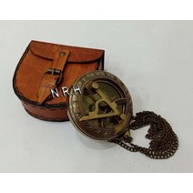 황동 포켓 나침반 새겨진 나침반 가죽 케이스 SoCamping 보트 결혼 선물 브라운 앤티크 사이즈