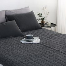 달콤한하루 퓨어 순면60수 워싱 피그먼트 침대패드, 퓨어/차콜