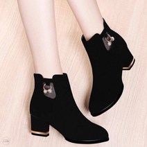 도오빠 여성 부츠 워커 스웨이드 앵클 첼시가죽 골드 장식 사이드 지퍼 신발 여자부츠 5CM 가을 겨울 봄