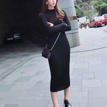 슬림핏 타이트한 패션 여성 골지 심플 롱 원피스 면원피스