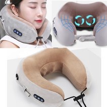 댄디플레이스 목 견인기 마사지 거북목 교정 메모리폼 목배게, 충전식목안마기핑크
