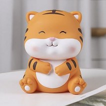 호랑이 저금통 귀여운 동전 지폐 보관함 인테리어 소품, 소형, 눈 감은 호랑이
