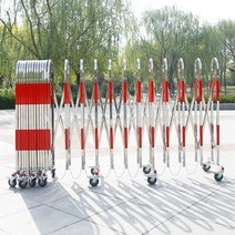 이동식 접이식 자바라 바리케이트 보안 울타리 바퀴식 펜스 정문 주차 스틸 바리케이트, 1.1x10m