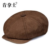 리얼 가죽 모자 남 브리티시 소가죽 팔각모자 베레모 신문 모자 남자겨울모자 남자가죽모자 캠프캡 귀달이모자