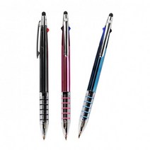 판촉볼펜 각인제작 코리아 5링니들 3색터치펜 소량주문제작 100개, 파랑