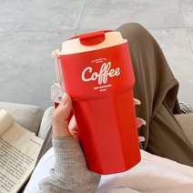 보온보냉 텀블러 휴대용 커피잔 대용량 학생 스텐 텀블러, 레드, 420ml