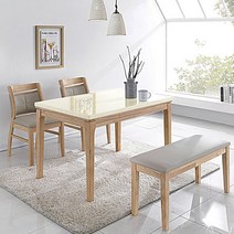 심플리 대리석 4인용벤치식탁세트 고급테이블 우드, 단품