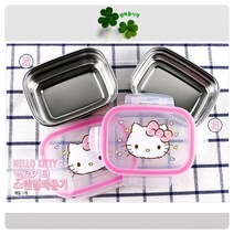 헬로키티 스텐 밀폐용기_6가지용량 NO(착색 냄새배임) 사면결착잠금 실리콘패킹 투명뚜껑, 사이즈, 6호(품)(절)