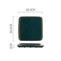 Tableware Green Ceramic Dinner Set Gold Inlay Porcelain Dessert Plate Steak Snack Cake Plate Sal, 18.5X18.5X2CM