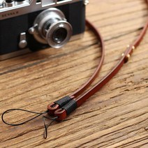 8mm 수제 카메라 스트랩 헤드 레이어 소가죽 복고풍 마이크로 싱글 로프-116560, 단일옵션, 13. 【브라운 가죽 블랙 실】 테