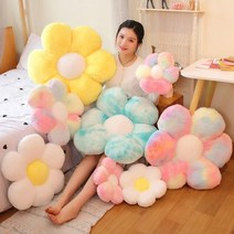플라워쿠션 꽃 베개 부드러운 해바라기 매트 소파 침대, light green+30cm