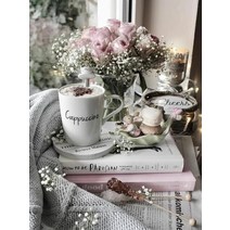 JIEME 보석십자수 꽃 핑크 전체 라운드 자수 커피 컵 크로스 스티치 모자이크 DIY 벽 장식, 01 Full Round 20X30cm, 11 DZ4803