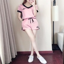 CIUUC 플러스 사이즈 여름 새로운 레저 스포츠 느슨한 실행 뚱뚱한 자매 정장 짧은 소매 반바지 투피스 여성의 한국어 버전