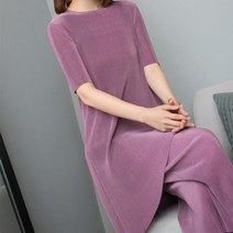 여성의류 주름 반팔티셔츠 밴딩 와이드팬츠 투피스 세트 40대50대