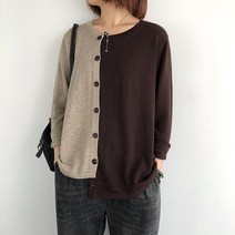 WAWAMOM(특허브랜드) 새봄 칼라 여성 니트 티셔츠 여자 언발 투톤 스웨터 니트티 CFZ61