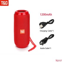부메스터 포칼 자동차 차량 스피커 T& G TG117 휴대용 블루투스 스피커 무선 베이스 컬럼 방수 야외 음, 07 Red_01 스피커