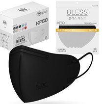블레스마스크 KF80 라이트핏 보건용 마스크 블레스 국내생산 라이트핏 KF80 새부리형 숨쉬기편한 식약처인증 컬러 마스크, 1박스, 블랙
