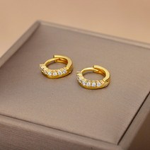 여성을 위한 새로운 간단한 라운드 스터드 귀걸이 소녀 스테인레스 스틸 미니 서클 지르콘 후프 버클 크리, 02 dia.11mm