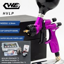 본타일건 페인트 에어리스 도장기 cwe 스프레이 건 1.3mm 스테인레스 스틸 노즐 에어 스프레이 건수성 varnish 분무기자동차용 스프레이 건, 블루 디럭스 키트