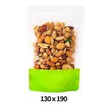 그린스탠드(지퍼형) / 130x190 / 100매 / 쿠키 과자선물포장 소분포장 PET 지퍼스탠드 잡곡포장지