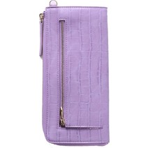 [world closet]장 지갑 바람의 시대 색연필 지갑 레이디스 L자 패스너 카드 24장 수납 대용량 크로커다일형 눌러 에나멜 탈부착 가능 스트랩 첨부 레이디스 2way 가벼운 얇은 사용하기 쉬운 (베리 페리 퍼플)