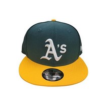 New Era 남성 뉴에라 9Fifty 오클랜드 애슬레틱스 그린/골드/화이트 MLB 커스텀