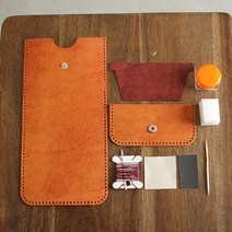 일로레더 심플카드지갑 만들기 가죽공예키트 DIY 이니셜각인, 오르텐시아,와인, Free