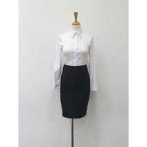 깔끔한 속단추 여성 기본 화이트 스판 긴팔 셔츠 유니폼 블랙 남방 단체복 맞춤 44-120
