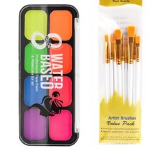 페이스 바디 페인팅 어린이 플래시 문신 할로윈 파티 메이크업 드레스 뷰티 페인트 팔레트 브러쉬 키트 포함, [08] 1pcs white