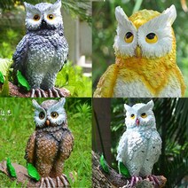 큰 부엉이 새 장식 동물 정원 조형물 유치원 소품, 회색 큰 부엉이