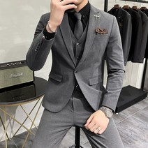 빅사이즈남성의류 솔리드 무지 양복 정장 남자 쓰리 피스이다 신랑 결혼예복 셋업 A449TZ850P235 4994385129