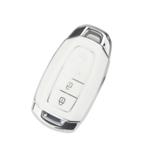 키에티 현대 그랜져IG 스마트 키케이스 4버튼 TPU 키홀더 단품, 실버-화이트