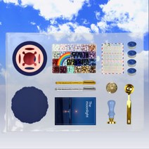 꾸밀가 실링왁스세트 입문 패키지 실링왁스 24색 600p+ 실링왁스 스탬프 + 인장 + 엽서 + 캔들, E - 로즈 블라썸, E. 블라썸, D