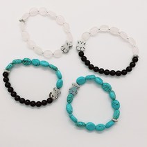 하나더좋은 천연 원석 오닉스 곰돌이 팔찌 커플 우정 남여 공용 팔찌