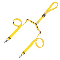 [패피퍼피] 강아지 소형견 중형견 360도 회전 쌍리드줄, 옐로우