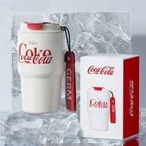 보틀 보온 보냉 커피 물병 물통 핸들 스텐 스테인레스 GERM 클래식 코카콜라 텀블러, 590ml 흰색 빨강 레터링