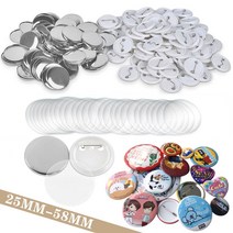 뱃지만들기 뱃지제작 뱃지재료 100/300/500Pcs 배지 버튼 부품 DIY 핀 세트 제조기 용품 프레스 기계 25/3, 02 300-PCS_04 44mm