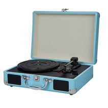 빈티지 블루투스 휴대용 축음기 33/45/78RPM 턴테이블 비닐 LP 레코드 포노 플레이어 축음기 내장 스피커 E, 03 Blue_02 러시아
