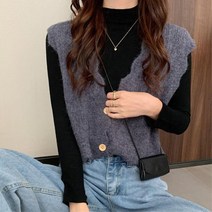 여성 펀칭 니트조끼 셔링 v넥 루즈핏 레이어드 가을 예쁜조끼 하객룩 모던 민소매 봄