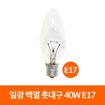 일광전구 일광 백열 촛대구 40W (220V), E17_전구색(노란빛)